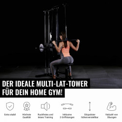 Gorilla Sports ® Multi-Lat-Tower in Schwarz