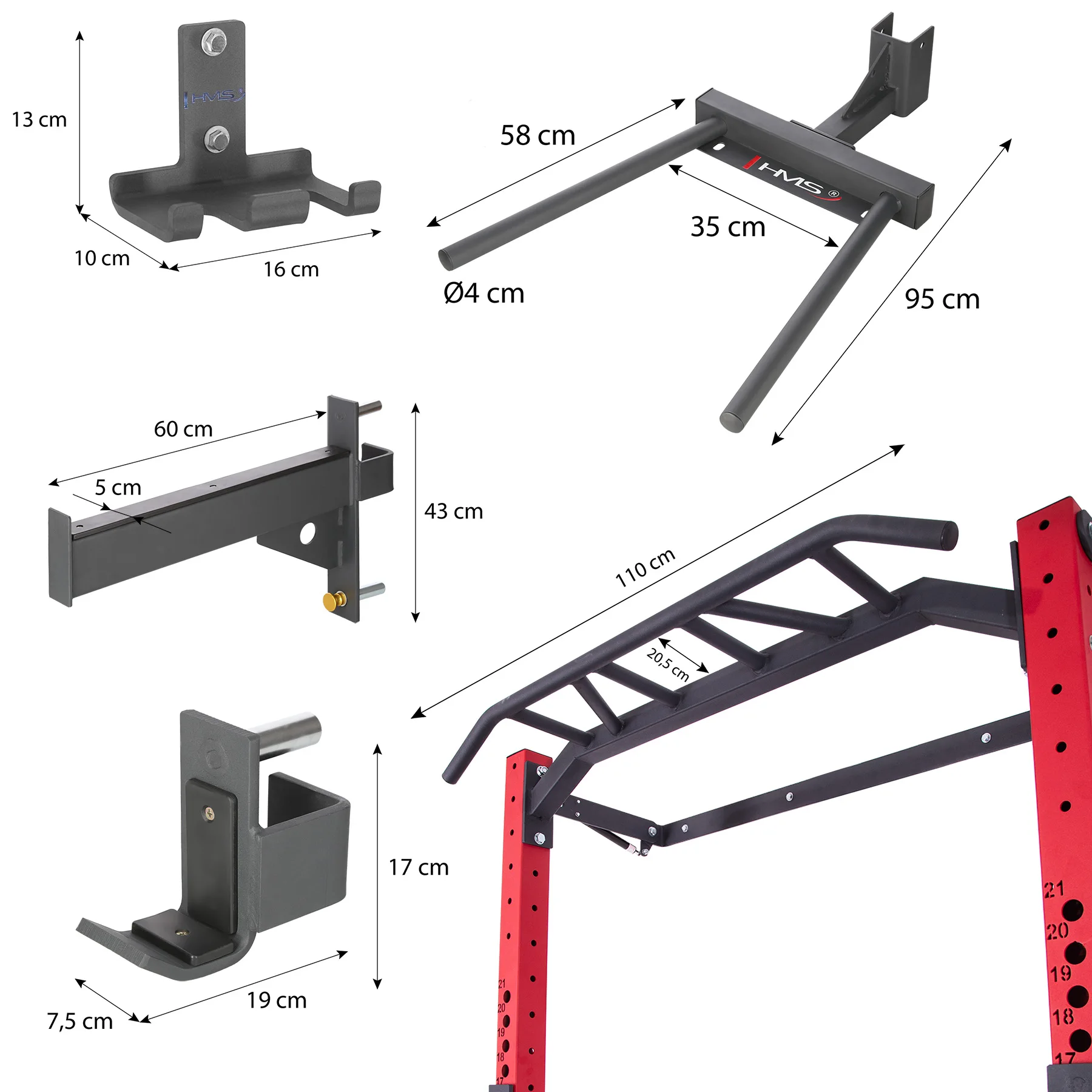 HMS KLT22 Wall Rack SET Rot - schwarz