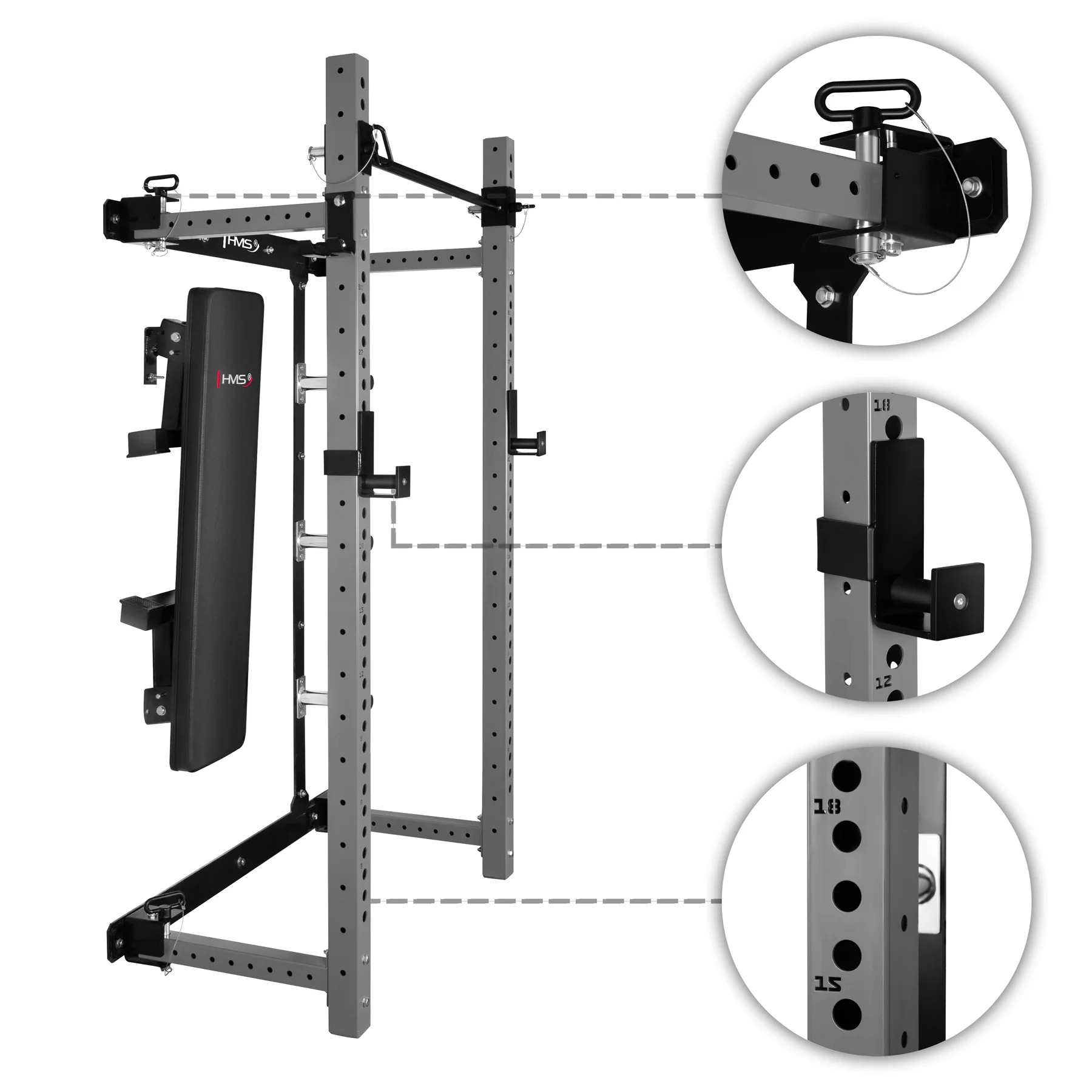 HMS KLT34 WALL-POWER-RACK grau - schwarz